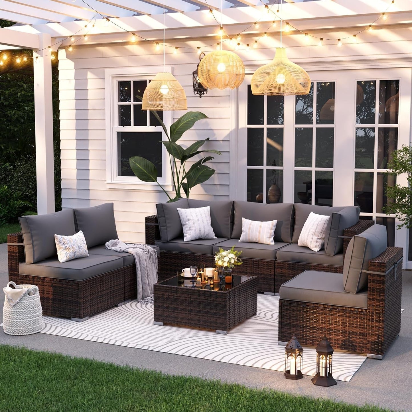 7 Piece Outdoor Sectional Patio Set With Waterproof Cover