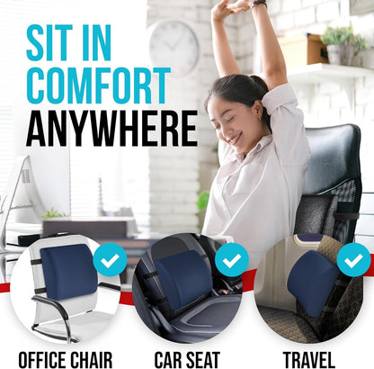 XL Memory Foam Seat Cushion With Lumbar Support Non Slip