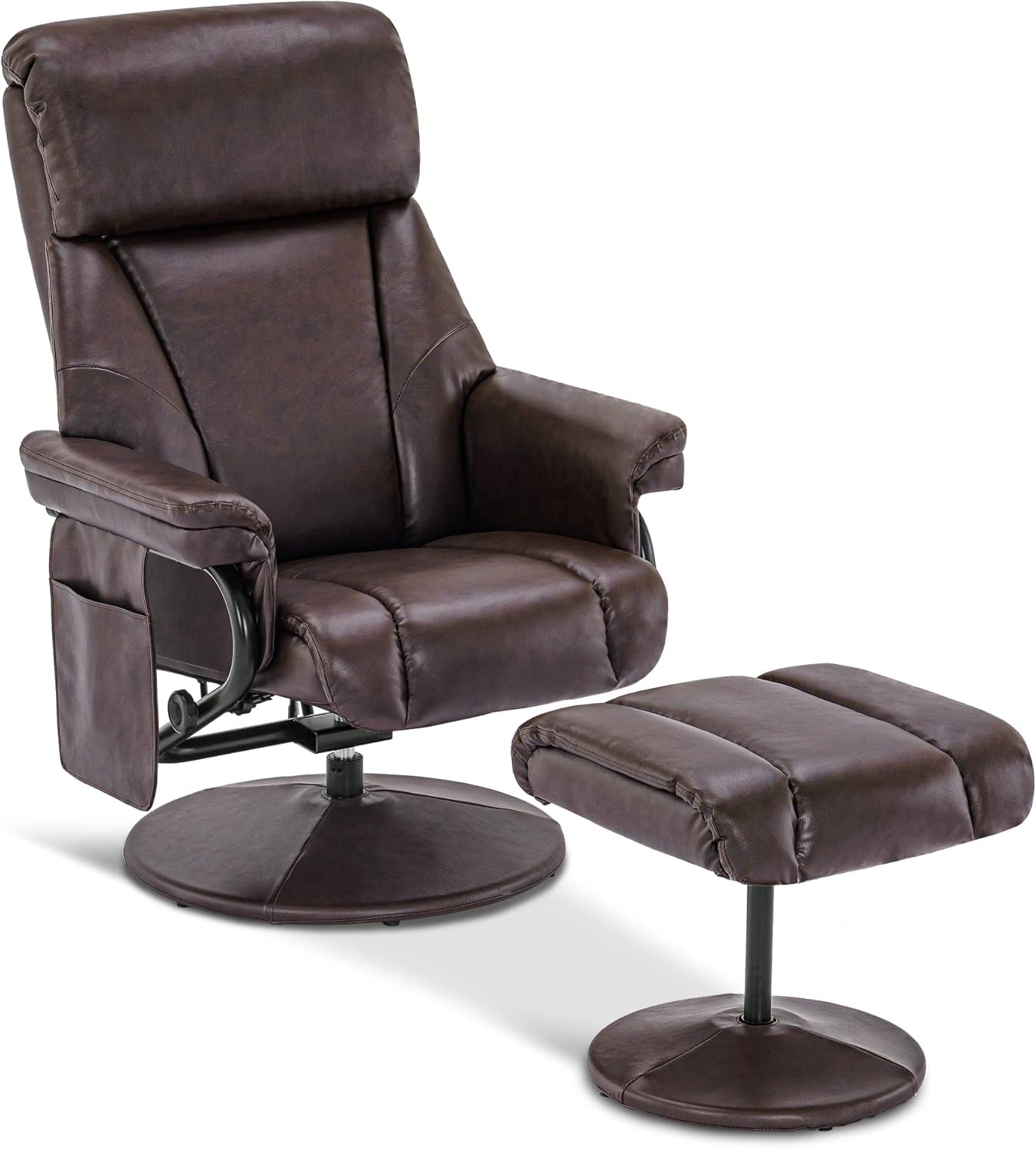 Swivel Recliner With Ottoman Massage Dark Brown Chair