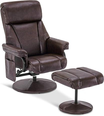 Swivel Recliner With Ottoman Massage Dark Brown Chair