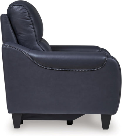 Blue Leather Wall Hugger Power Recliner With Usb Ports