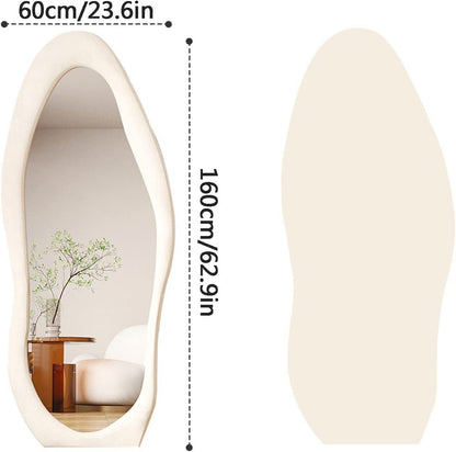 Blue Irregular Wavy Full Length Floor Mirror 63x24 Inch