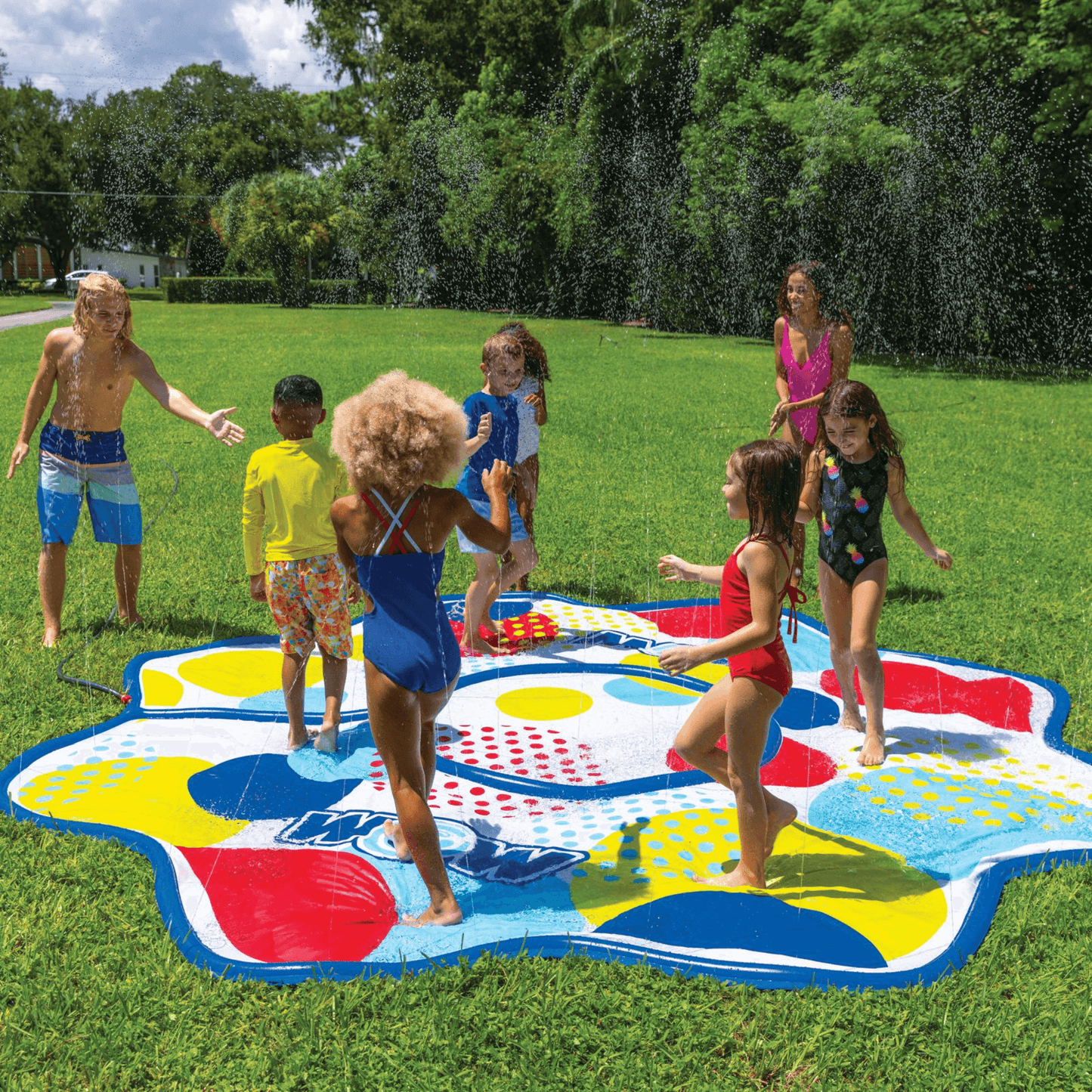 WOW Watersports 12ft Dots Spray Pad with Inflatable Edge Rim to Retain