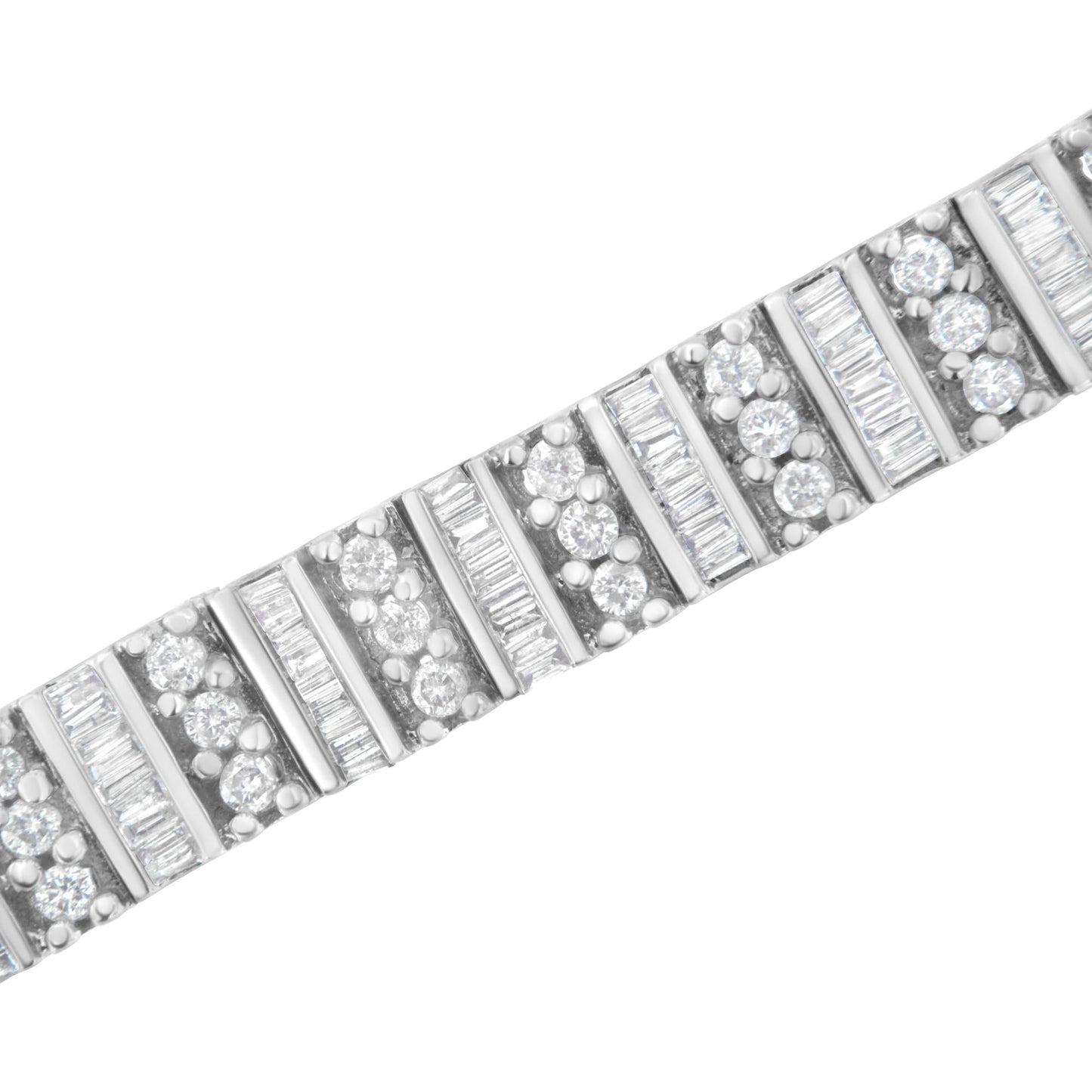 14K White Gold 4 7/8 cttw Baguette & Round Brilliant-Cut Diamond