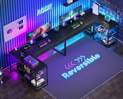 53-Inch L-Shaped Desk With Drawers And Power Outlets