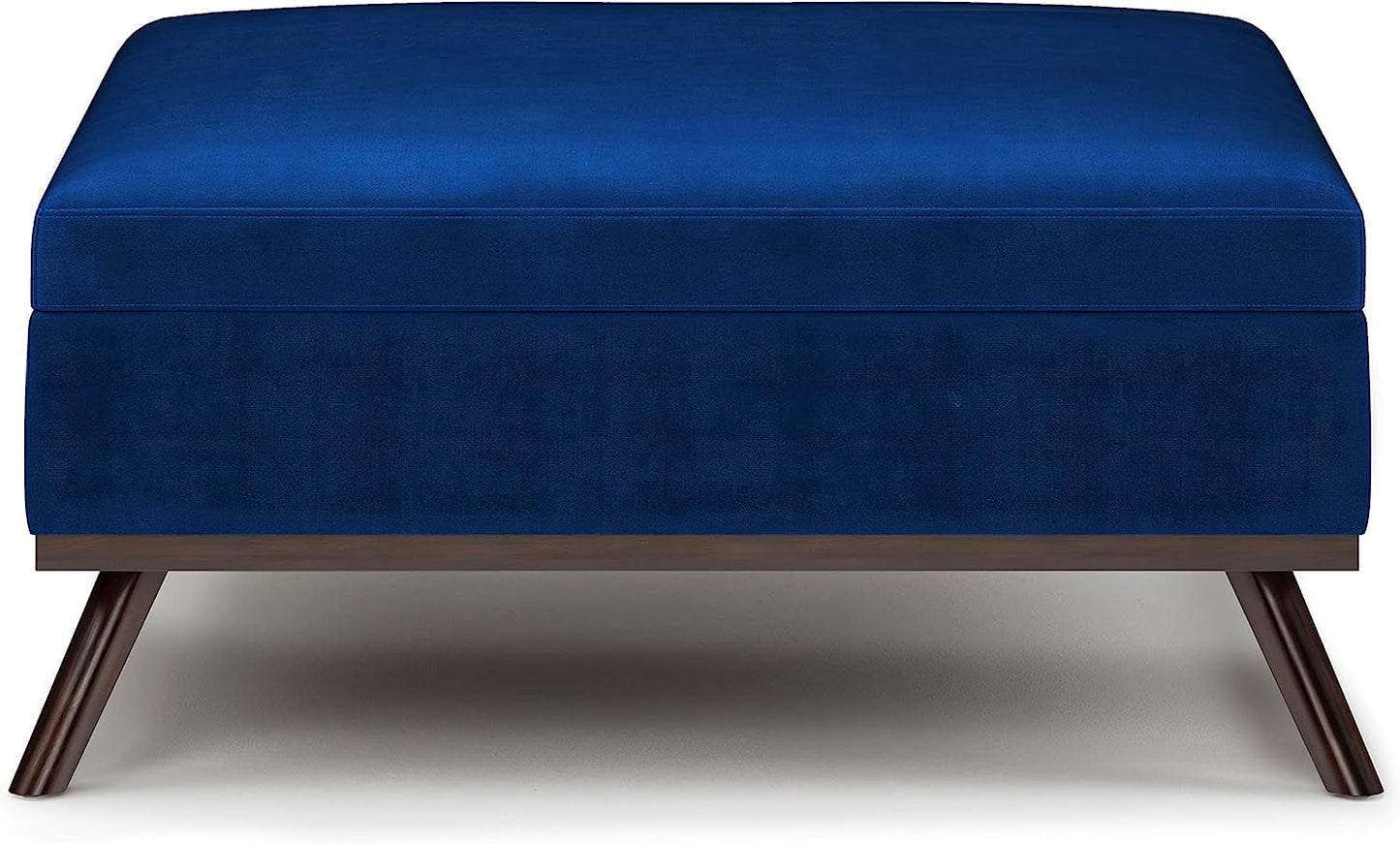 Blue Velvet Lift Top Ottoman Coffee Table 36 Inch Modern