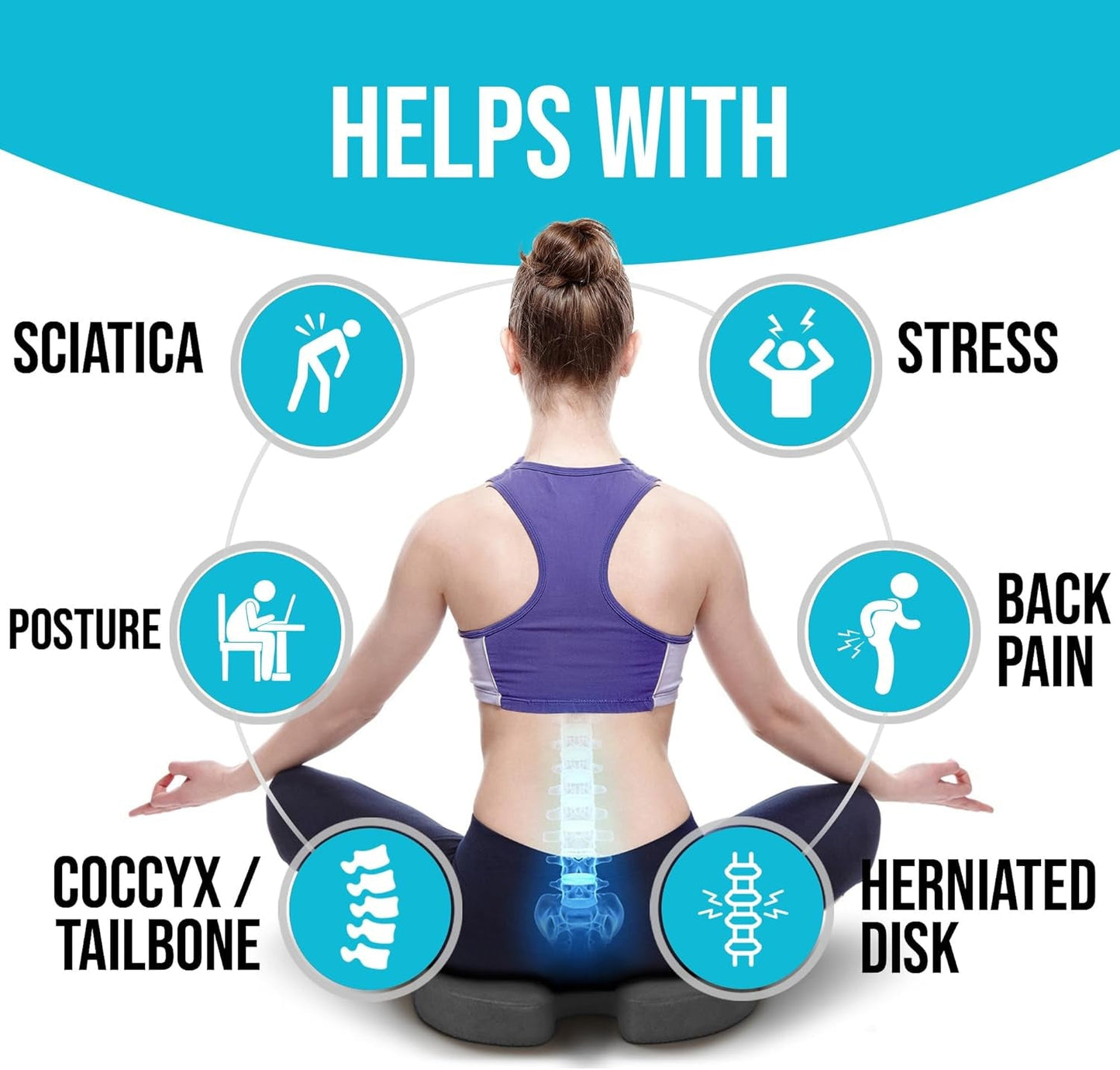 Memory Foam Lumbar Support Seat Cushion For Office Chair