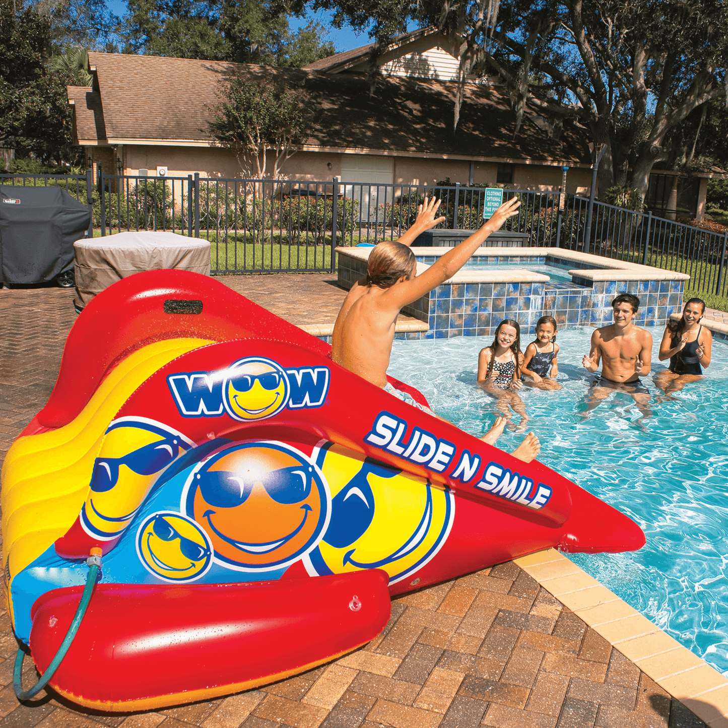 WOW Watersports Slide N Smile Inflatable Pool Slide with Sprinklers