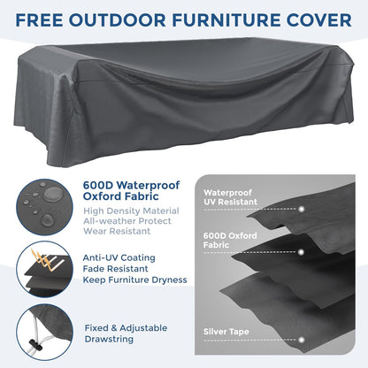 7 Piece Outdoor Sectional Patio Set With Waterproof Cover