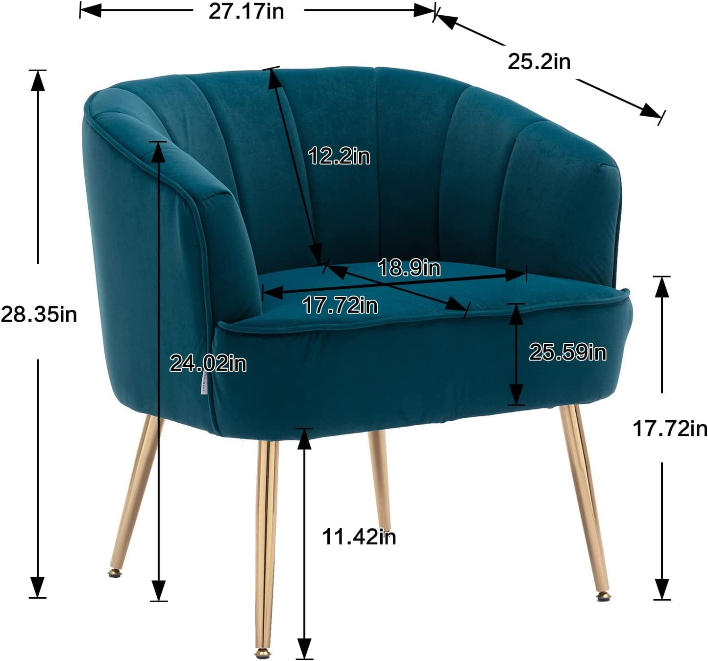 Teal Velvet Accent Chair With Golden Legs Ultra Plush