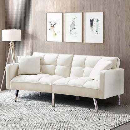 Adjustable Loveseat Sofa Bed With Split Back And Metal Legs