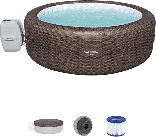 7 Person Round Inflatable Hot Tub 180 Jets Energy Efficient