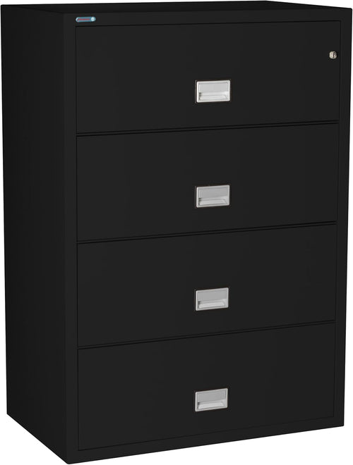 38 Inch Lateral 4 Drawer Fireproof File Cabinet With Key Lock Black
