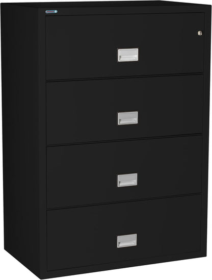 38 Inch Lateral 4 Drawer Fireproof File Cabinet With Key Lock Black