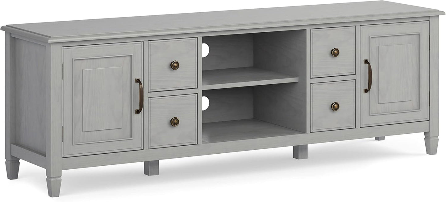 72 Inch Solid Wood TV Stand Fog Grey Up To 80 Inches