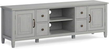 72 Inch Solid Wood TV Stand Fog Grey Up To 80 Inches