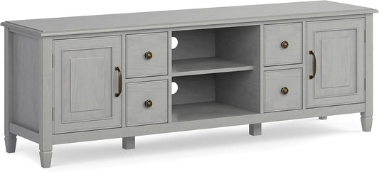 72 Inch Solid Wood TV Stand Fog Grey Up To 80 Inches