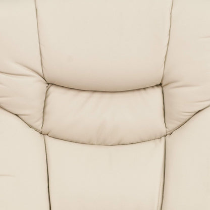 Beige Leathersoft Upholstered Recliner With Ottoman