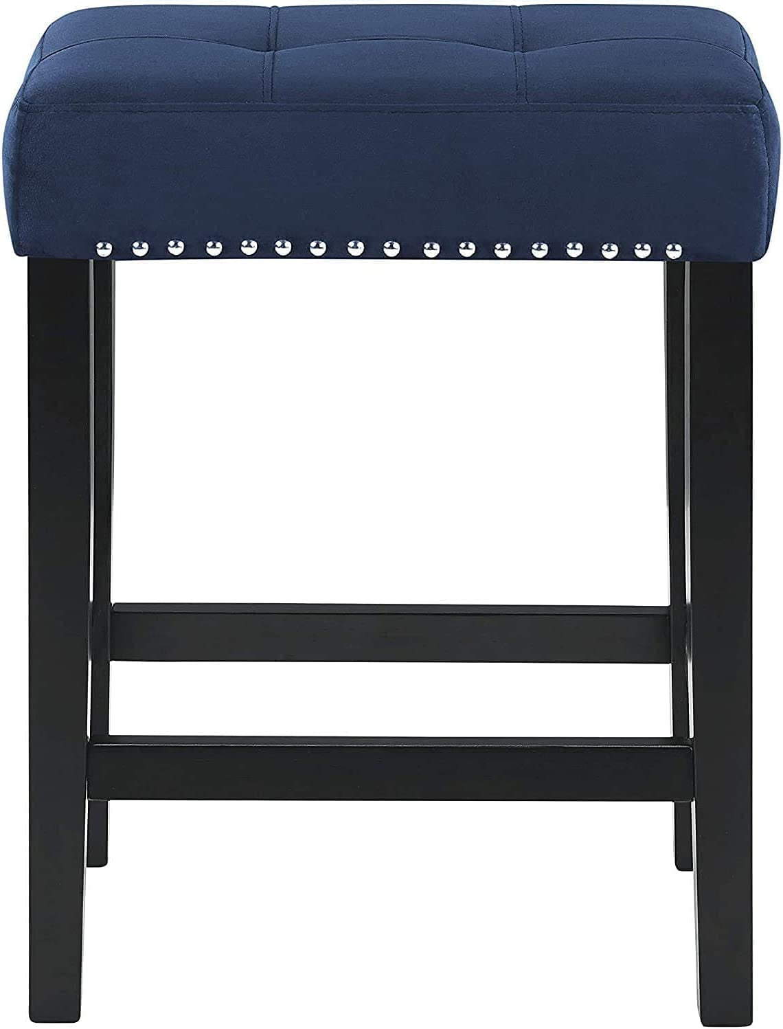 Blue Velvet Bar Table Set With 3 Stools Faux Marble Top