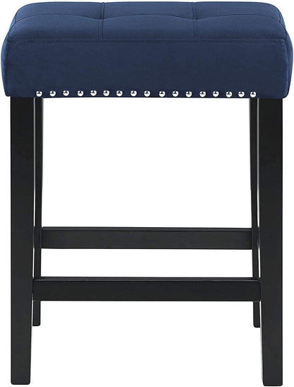 Blue Velvet Bar Table Set With 3 Stools Faux Marble Top