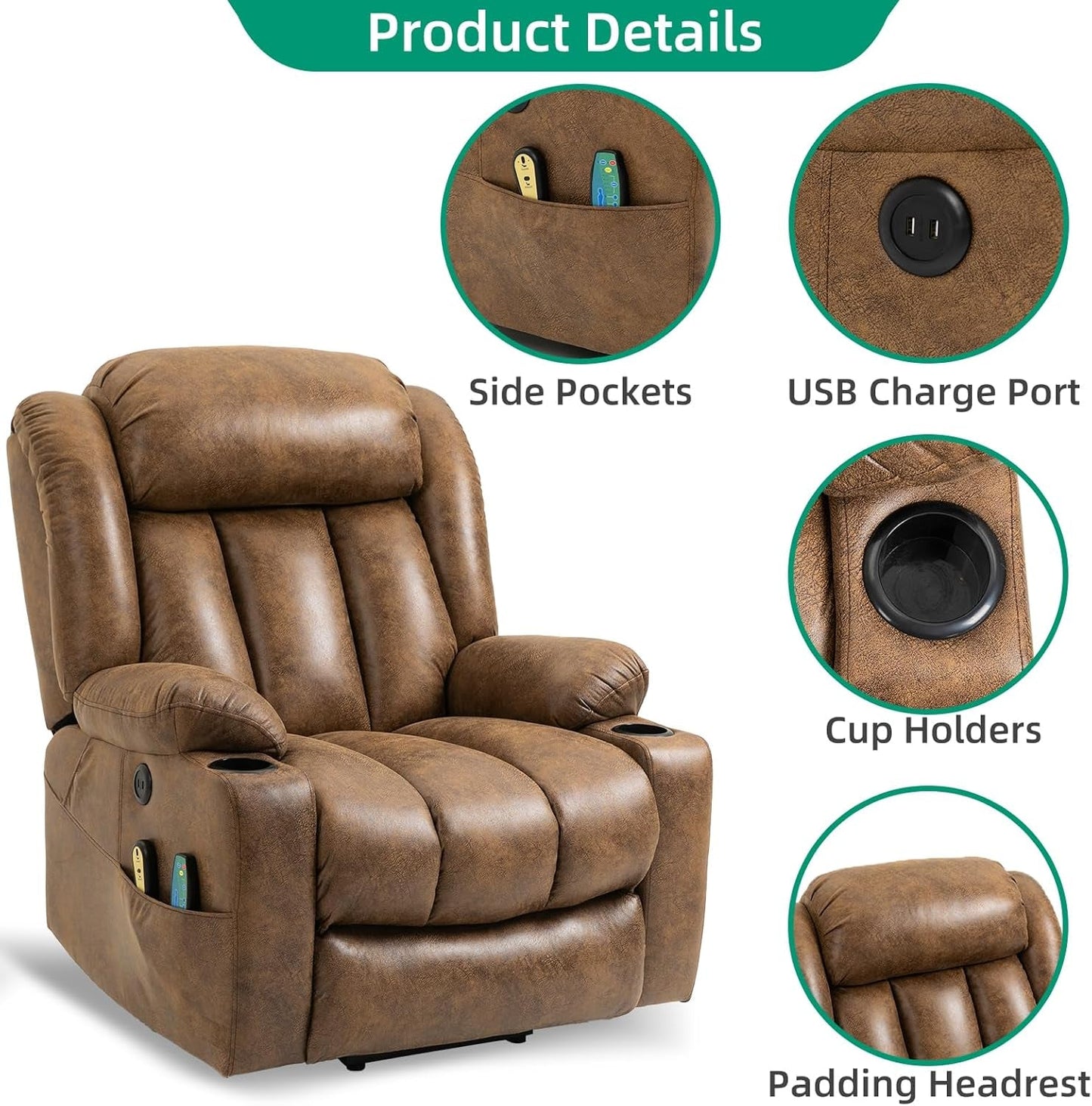 Tall Man Lift Recliner With Massage For Extended Comfort