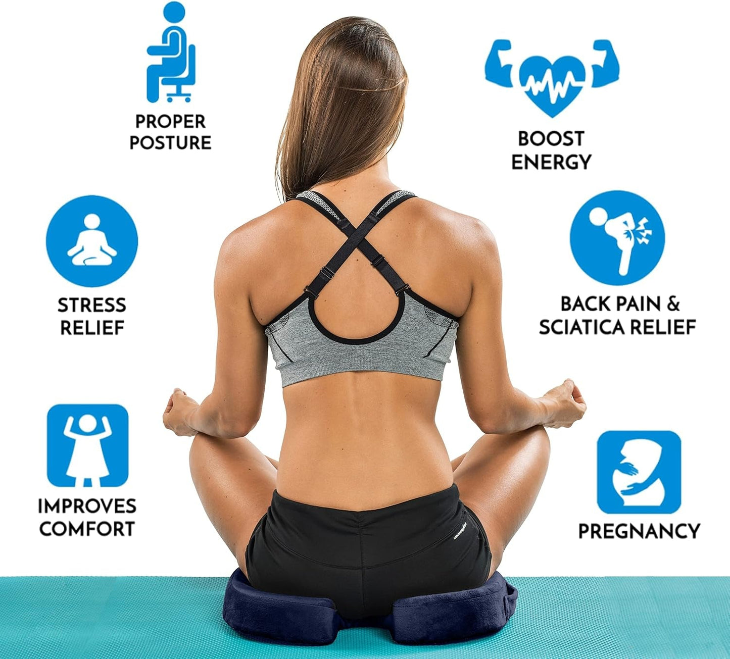 Gel Memory Foam Seat Cushion For Office Chair Navy