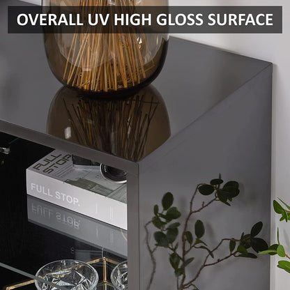 40 Inch TV Stand With Electric Fireplace And LED Lights