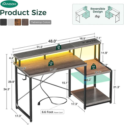 48 Inch Desk With Led Lights For Gaming Setup Ergonomic