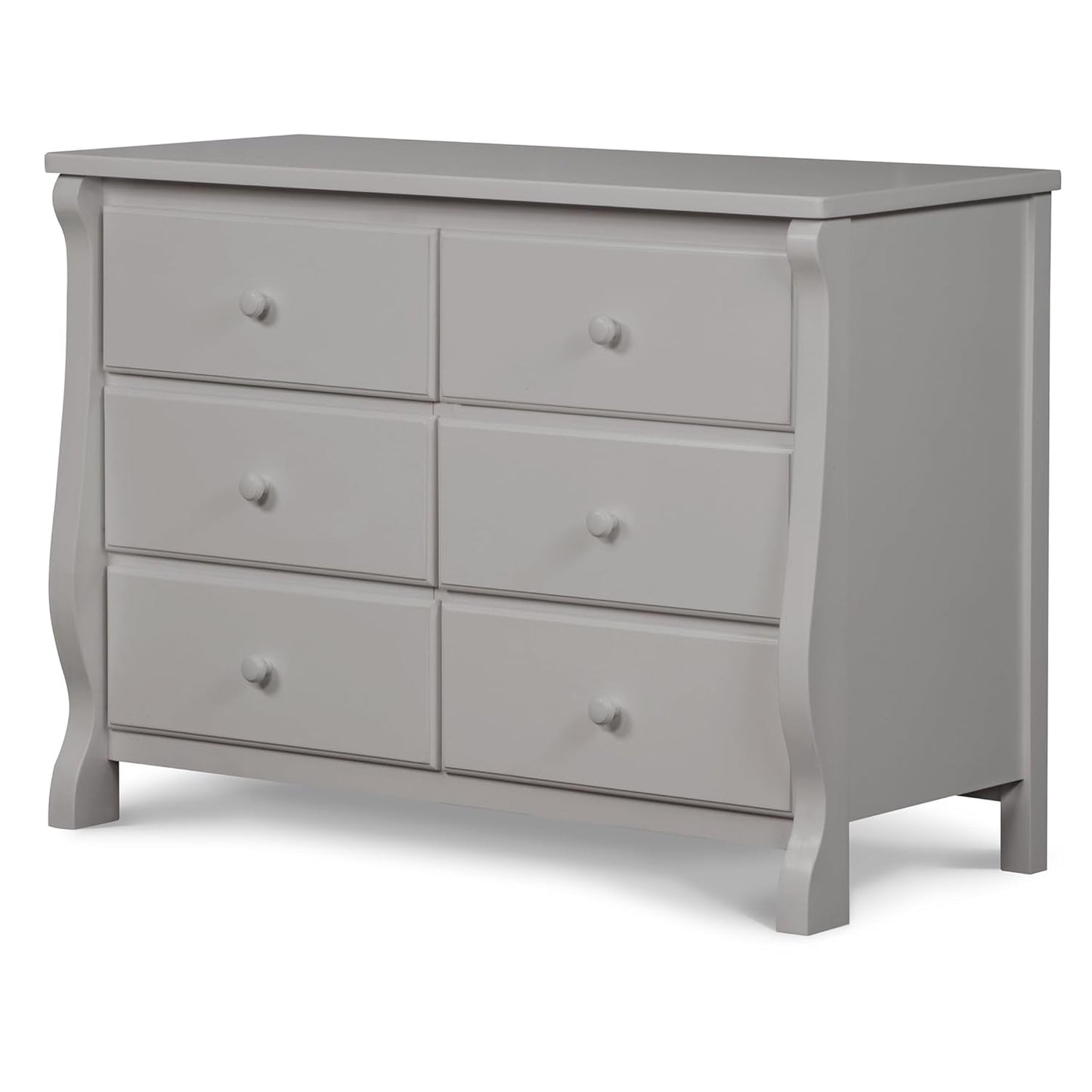 Six Drawer Dresser In Grey With Interlocking Drawers