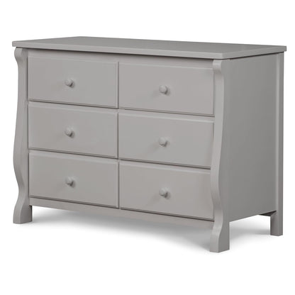 Six Drawer Dresser In Grey With Interlocking Drawers