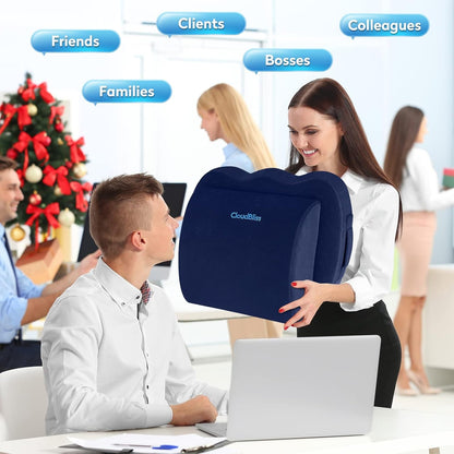 Blue Memory Foam Seat Cushion For Office Chair Lumbar