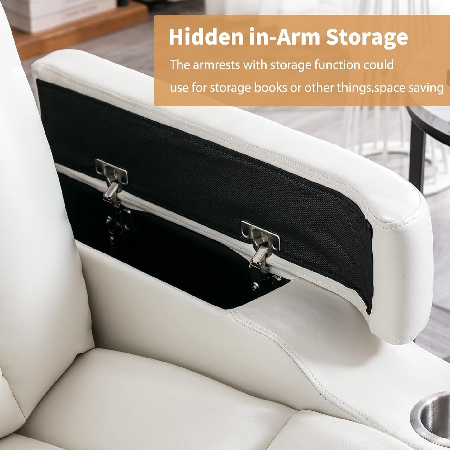 White Power Recliner Chair Set Of 2 With USB Ports