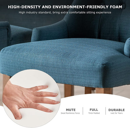 Wingback Tufted Dining Chairs Set Of 4 Walnut Finish Rubberwood Legs