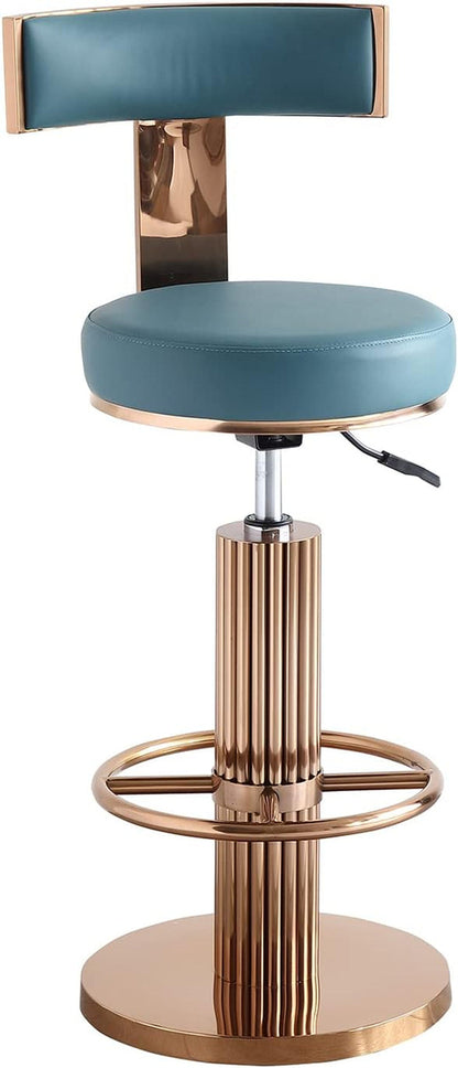 Blue Adjustable Height Counter Height Bar Stool With Backrest