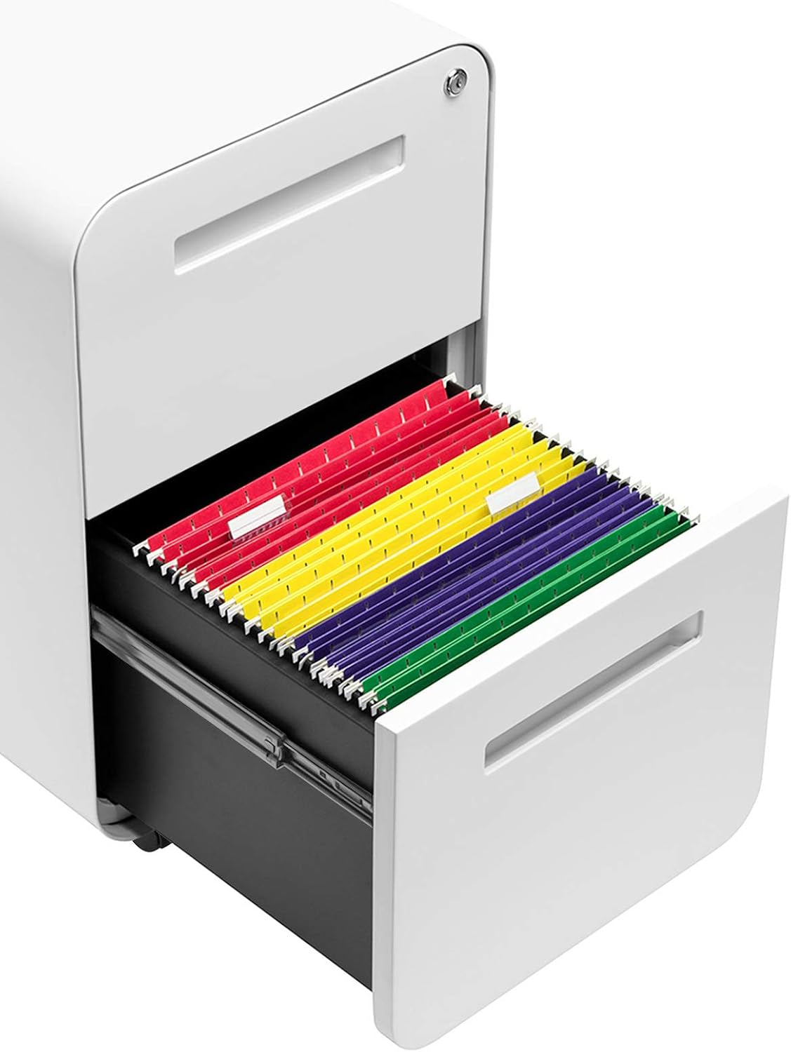 White 2 Drawer Mobile File Cabinet With Lock Under Desk