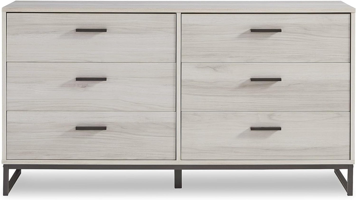 Socalle 59 Inch Beige 6 Drawer Dresser Engineered Wood