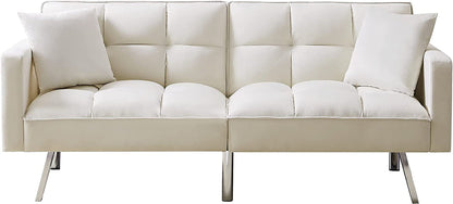 Adjustable Loveseat Sofa Bed With Split Back And Metal Legs
