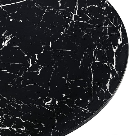 32 Inch Round Dining Table With Faux Marble Top Modern