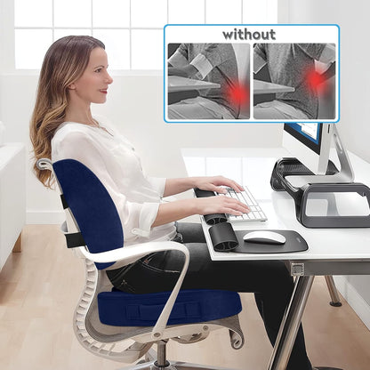 Blue Memory Foam Seat Cushion For Office Chair Lumbar