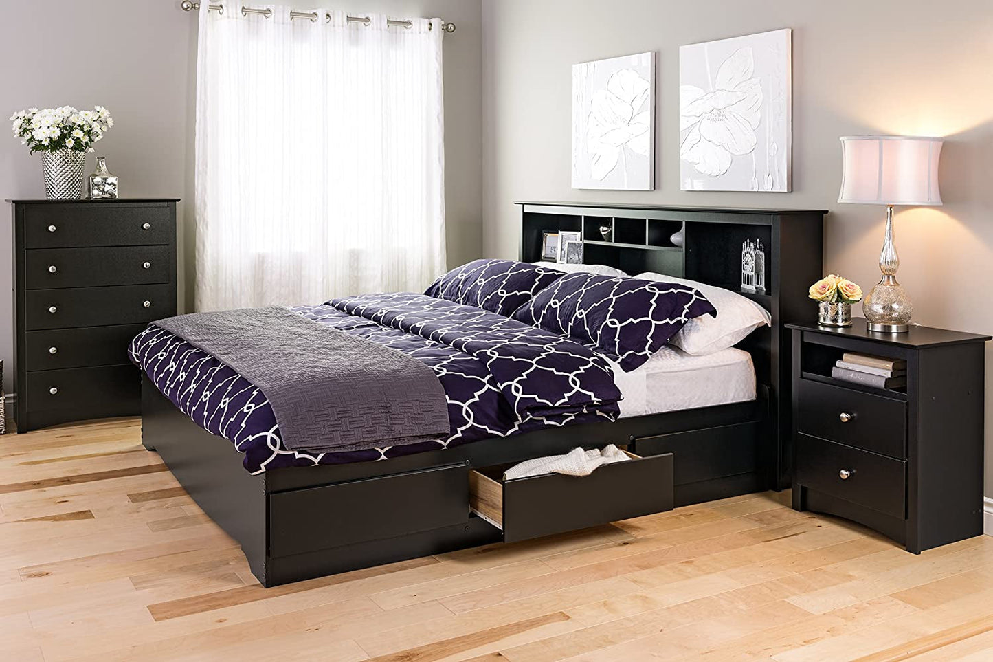 Sonoma Modern 5 Drawer Black Dresser Chest For Bedroom
