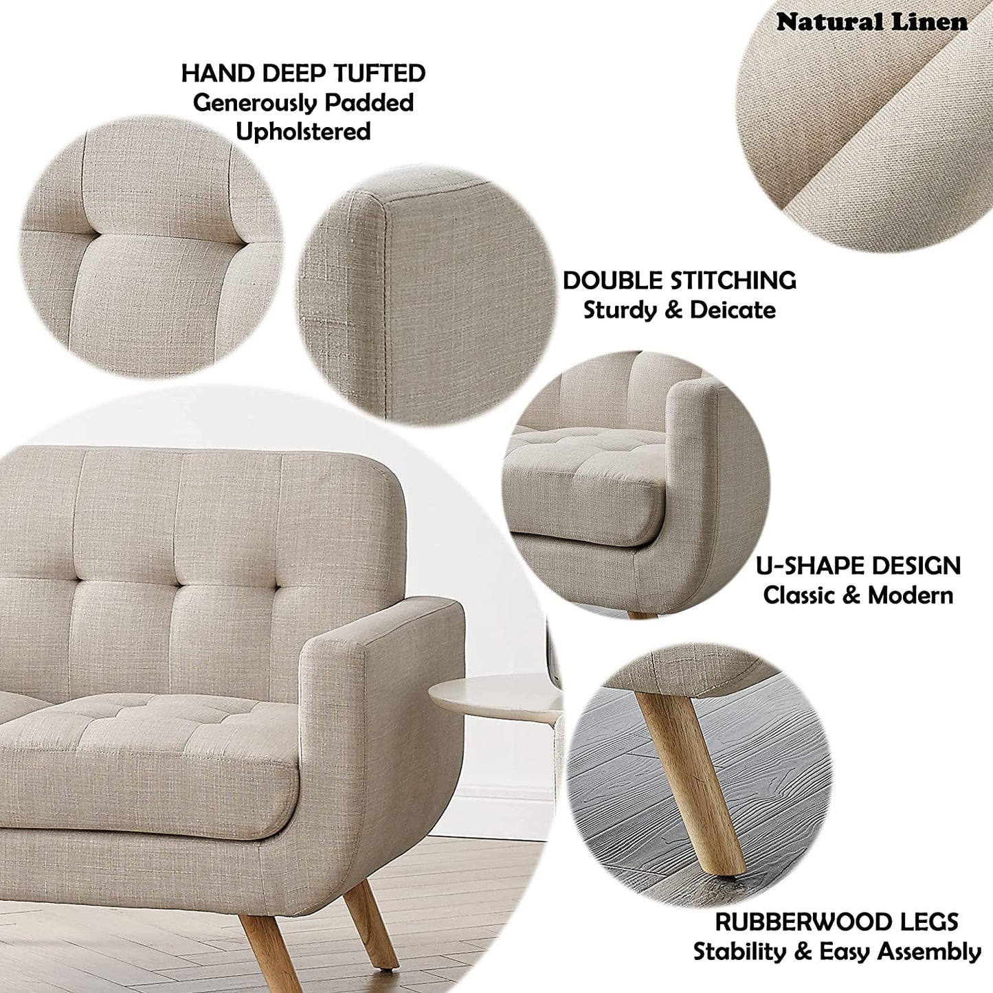 Beige Accent Armchair For Living Room Modern Design