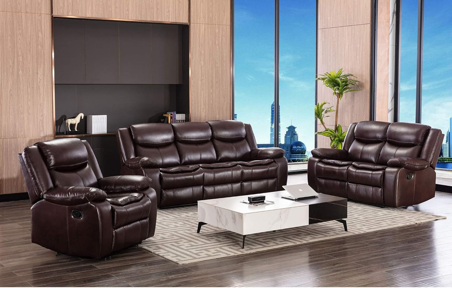 Breathable Leather Manual Recliner With Wide Back Cushion
