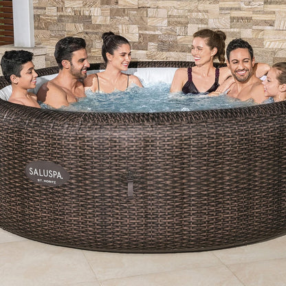 7 Person Round Inflatable Hot Tub 180 Jets Energy Efficient
