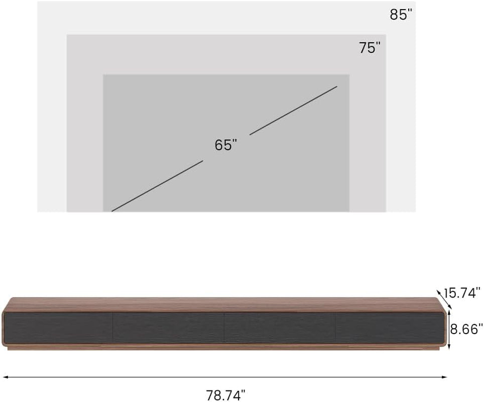 78.74 Inch Modern TV Stand With 4 Drawers Black Walnut