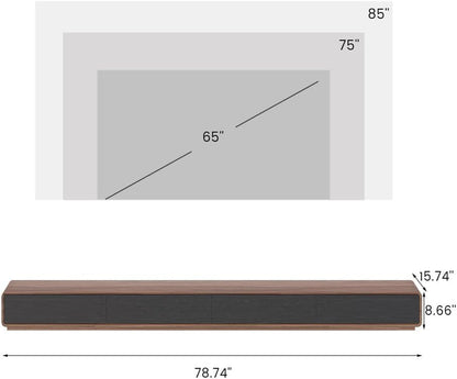 78.74 Inch Modern TV Stand With 4 Drawers Black Walnut