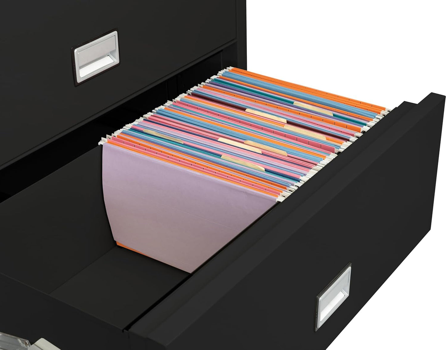 38 Inch Lateral 4 Drawer Fireproof File Cabinet With Key Lock Black