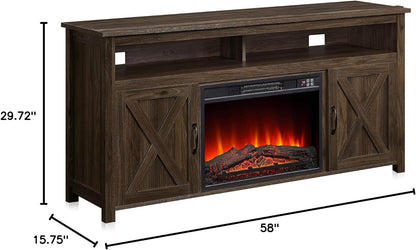 65 Inch Electric Fireplace TV Stand Modern Farmhouse Design