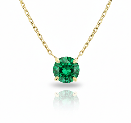 Alira Solitaire Emerald Necklace