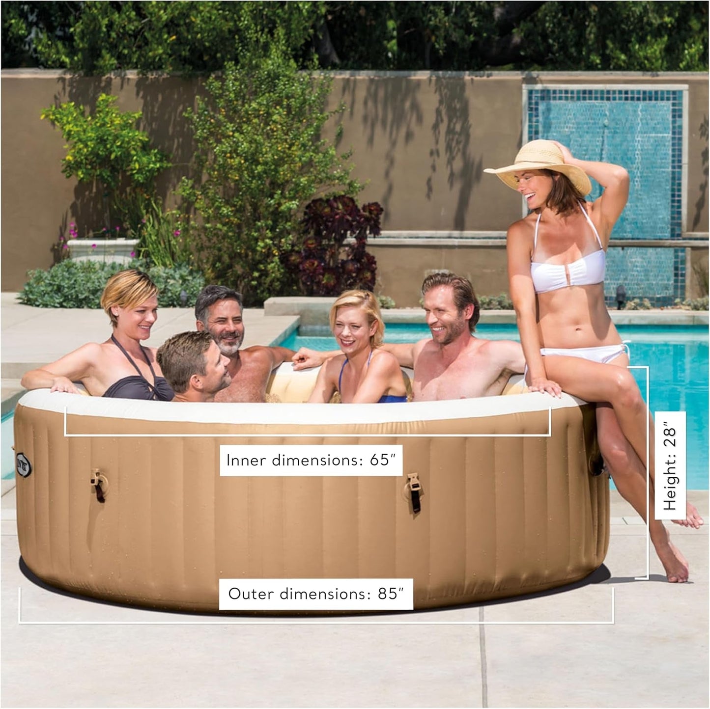 6 Person Inflatable Hot Tub With 140 Bubble Jets Spa