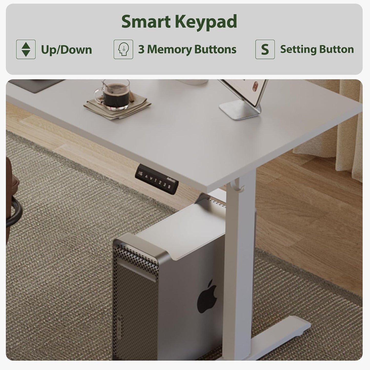 Electric L Shaped Standing Desk 63X55 White Sit Stand